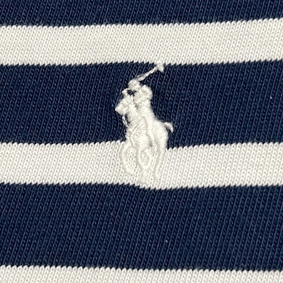 POLO Ralph Lauren Navy Nautical Striped Boat neck Dress Sz Large - Picture 2 of 8